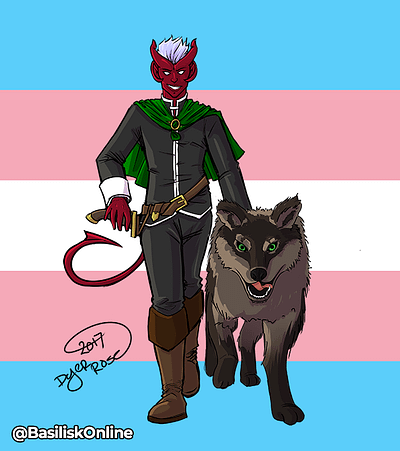 2017. Licensable. Tiefling and Wolf.