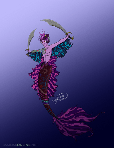 2018. Commission. Mermaid version of Mollymauk.
