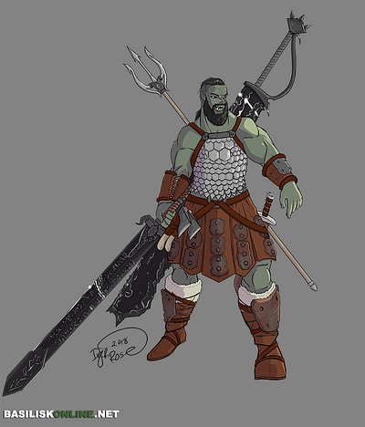 2018. Commission. Half-Orc Barbarian.
